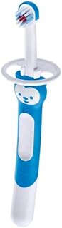 MAM Baby 1 Escova de Dentes Training Brush Com Cabo Extralongo, Ergonômico e Fácil de Segurar para Crianças de 5+ Meses com Trava de Segurança, Azul