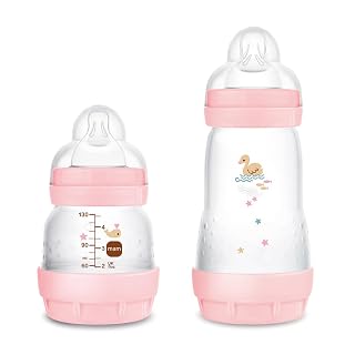 MAM Baby Kit 2 Mamadeiras Easy Start Starter Set Anticólica e Menos Bolhas de Ar, para Crianças 0+ Meses Autoesterilizáv