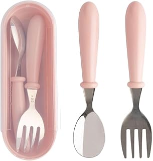 Jogo Talheres Colher Garfo Inox Infantil Kit Com Estojo Bebê Introdução Alimentar Passeios e Viagens Rosa