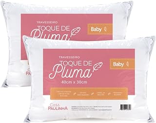 Kit 02 Travesseiros Bebê Toque de Pluma 100% Algodão 200 Fios 40x30cm