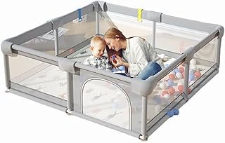 Cercadinho para Bebê 150x180cm Dobrável – Chiqueirinho Infantil Portátil com Tela Respirável, Estrutura Reforçada 68cm, Espaço Seguro para Bebês, Uso Interno e Externo (Playpen)