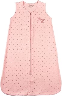Saco de Dormir para Bebê Menina em Suedine Algodão Fio 40 Estampado – Saco de Dormir com Estampa de Corações (Rosa,P)