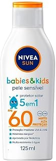 NIVEA SUN Protetor Solar Kids & Babies Pele Sensível FPS 60 125ml - Infantil, muito alta proteção UVA/UVB, minimiza o su