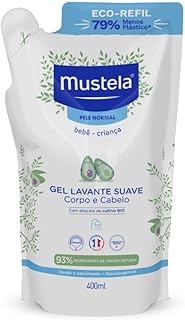Mustela Refil Gel Lavante Suave 400ml - Sabonete Líquido Corpo e Cabelo para bebês e crianças – feito com 93% de ingredientes de origem natural - Mustela Bebê e Criança