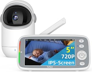 TakTark Babá Eletrônica, 5' 720P HD Bebê Câmera com Tela, Sem Wifi, Panorâmica Inclinação, Áudio Bidirecional, Night Vis