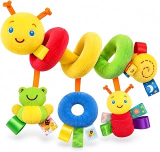 Móbile Espiral Centopeia Para Bebê Com Chocalho Sensorial, Brinquedo De Pelúcia Para Carrinho, Berço E Bebê Conforto, Colorido Para Estímulo E Desenvolvimento - Linha Premium