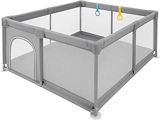 PIPDIP Cercadinho Infantil Portátil, Grande, 180 x 150 x 66, Porta Única, Com Ventosas, Alças de Apoio, Tubos de Ferro, 