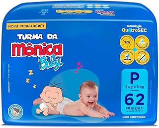 Fralda Turma da Mônica Baby Mega P 62 Unidades
