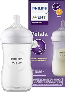 Philips Avent Mamadeira Pétala 3.0 9oz/260ml com Bico de Fluxo Médio (Fluxo 3), Azul, SCY903/01