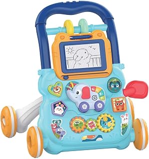 Guta Guti Andador Multiatividades Baby Elefante com Luz, Som, Quadro Mágico e Formas para Encaixar Azul