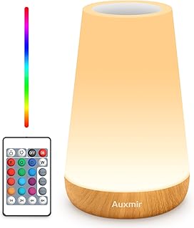 Auxmir Lâmpada de cabeceira de LED, luz noturna, controle remoto, regulável, 13 cores, 5 cores que mudam de brilho, ajus