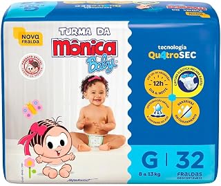 Turma da Mônica Fralda Infantil Econômica com Tecnologia QuatroSec para até 12 horas de Proteção