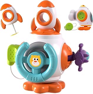 Cubo de Atividades Bebe Kidino 6 em 1 Brinquedo Montessori Sensorial com Foguete, Volante e Sons - Cubo Sensorial Educativo e Portátil - Brinquedo Sensorial 6 Meses a 1 Ano