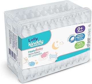 Hastes Flexíveis HastyBaby - A Partir de 0+ Meses - Maciez e Conforto para Higienização do Bebê - Caixa com 50 Unidades - Lolly