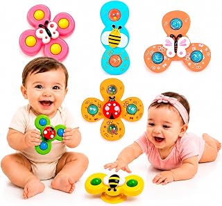 Brinquedo para Bebe Gira Com Estimulo Sensorial - Kit 3 Spinner com Ventosa para Bebê Chocalho e Mordedor