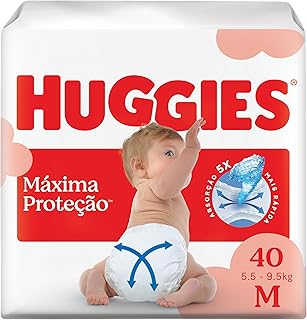 Fralda Descartável Huggies Máxima Proteção Tamanho M 40 unidades – Nova fralda Supreme Care aberta com tecnologia Xtra-F