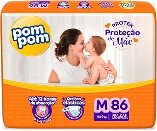 Fralda Pom Pom Protek Proteção de Mãe Hiper M 86 Unidades