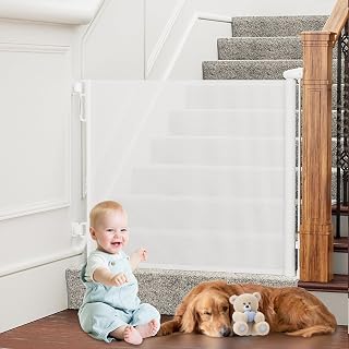 Grade de Proteção Retrátil 86x150cm | Ideal para Pets e Bebês | Portão de Segurança para Escadas, Portas e Ambientes | F