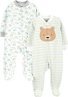 Macacão de dormir para bebês Pacote com 2 pares neutros de algodão com pés para dormir e brincar Simple Joys by Carter's