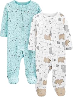 Macacão de dormir para bebês Pacote com 2 pares de algodão neutro para bebês Sleep and Play Simple Joys by Carter'sUnise